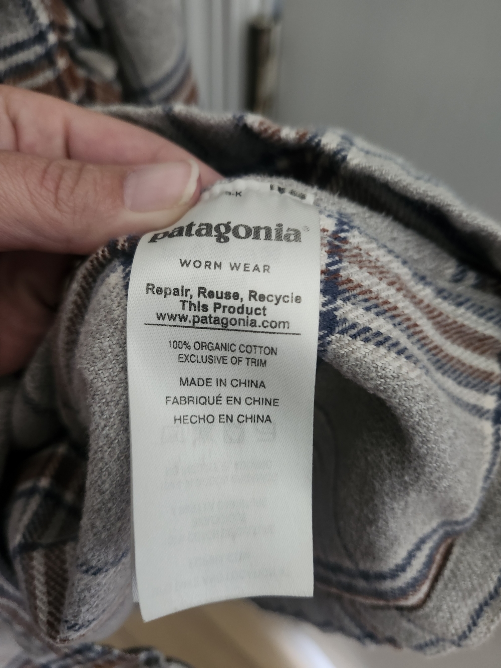 Patagonia Plaid Button-Down Shirt in Cream, Brown & Blue - Picture 5 of 6